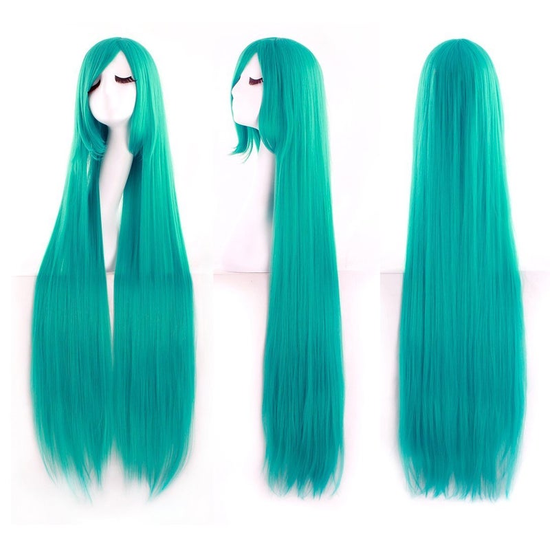 MapofBeauty 40" 100cm Anime Costume Long Straight Cosplay Wig Party Wig (Dark Turquoise) - Image 3